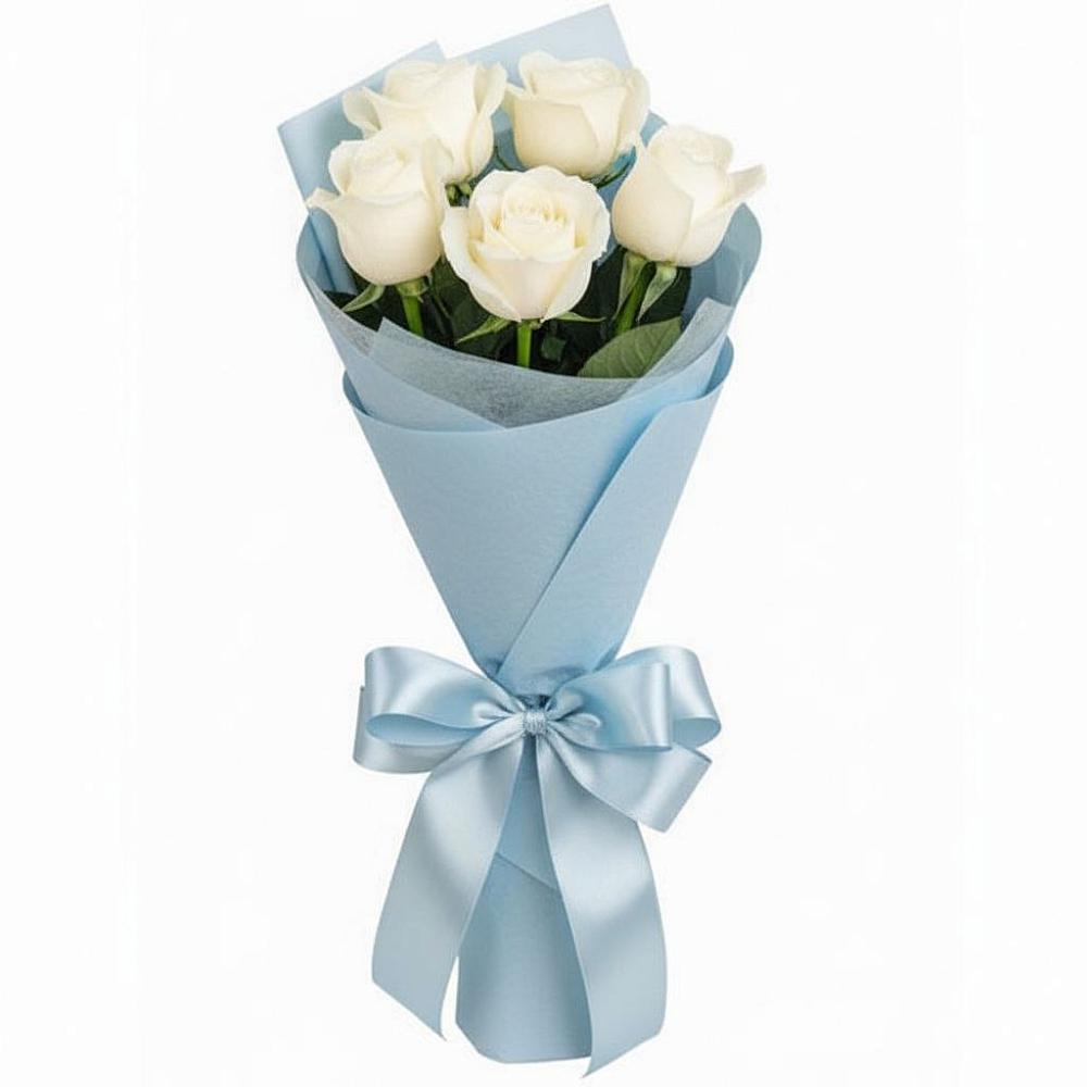 Букет 5 Белых роз Проуд в Аткарске