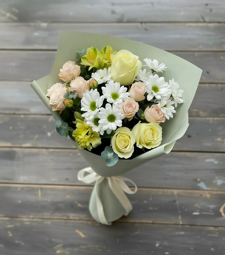 Букет цветов из: Альстромерии, Розы и Хризантемы в Аткарске