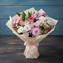 Букет цветов из:  Хризантемы, Альстромерии и Розы в Аткарске