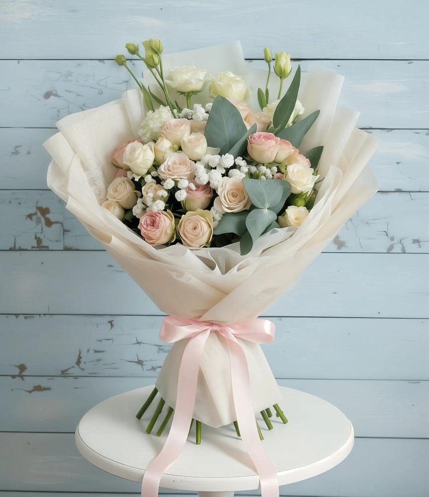 Букет цветов из: Розы и Лизиантусы в Аткарске