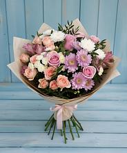 Букет цветов из:  Хризантемы, Розы и Альстромерии в Аткарске